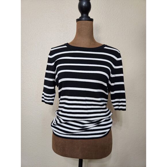 White House Black Market Women’s Striped Knit Top Black White Size Small - Picture 1 of 2